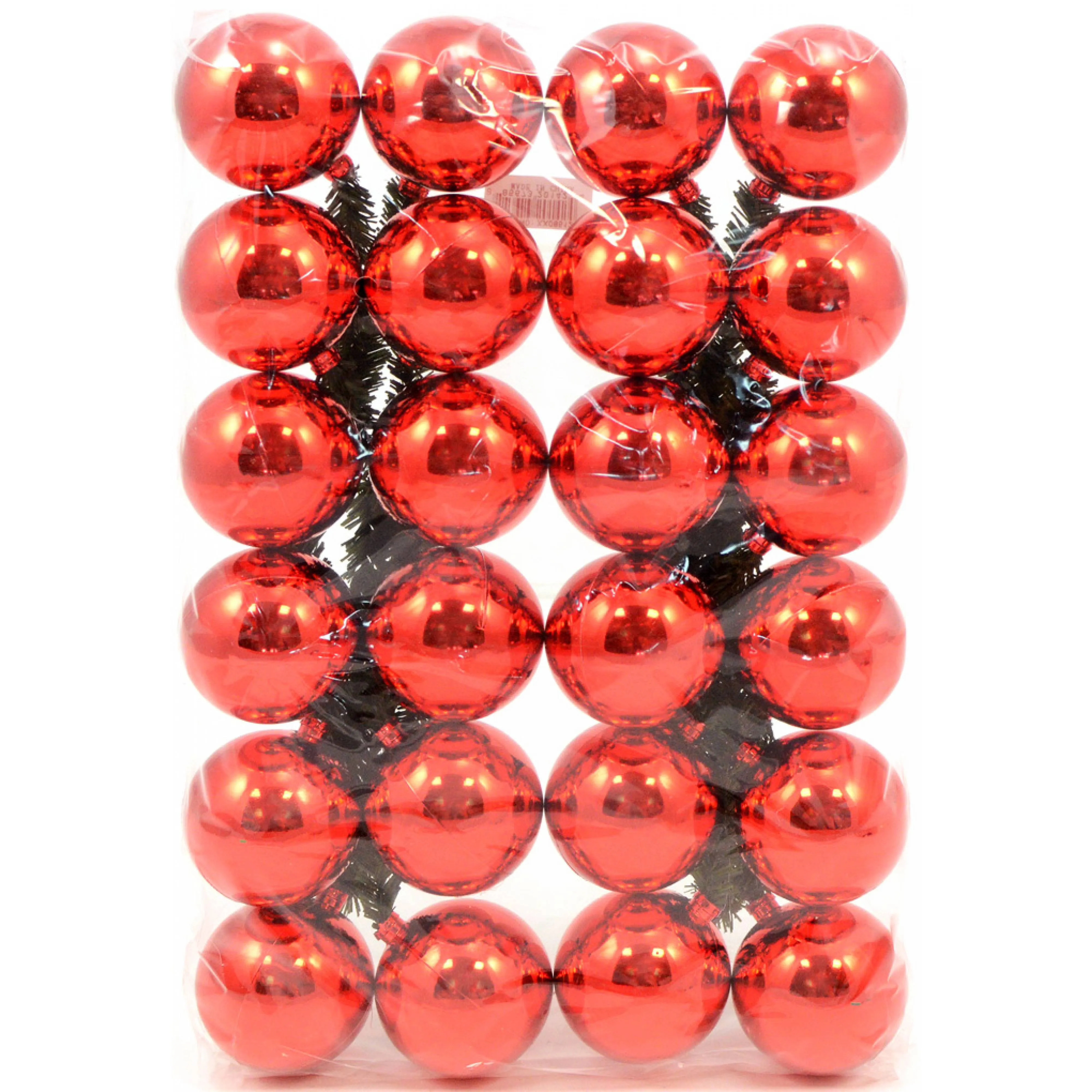 6" Green Tinsel Ties w/ 50mm Balls: Red (Set of 12)