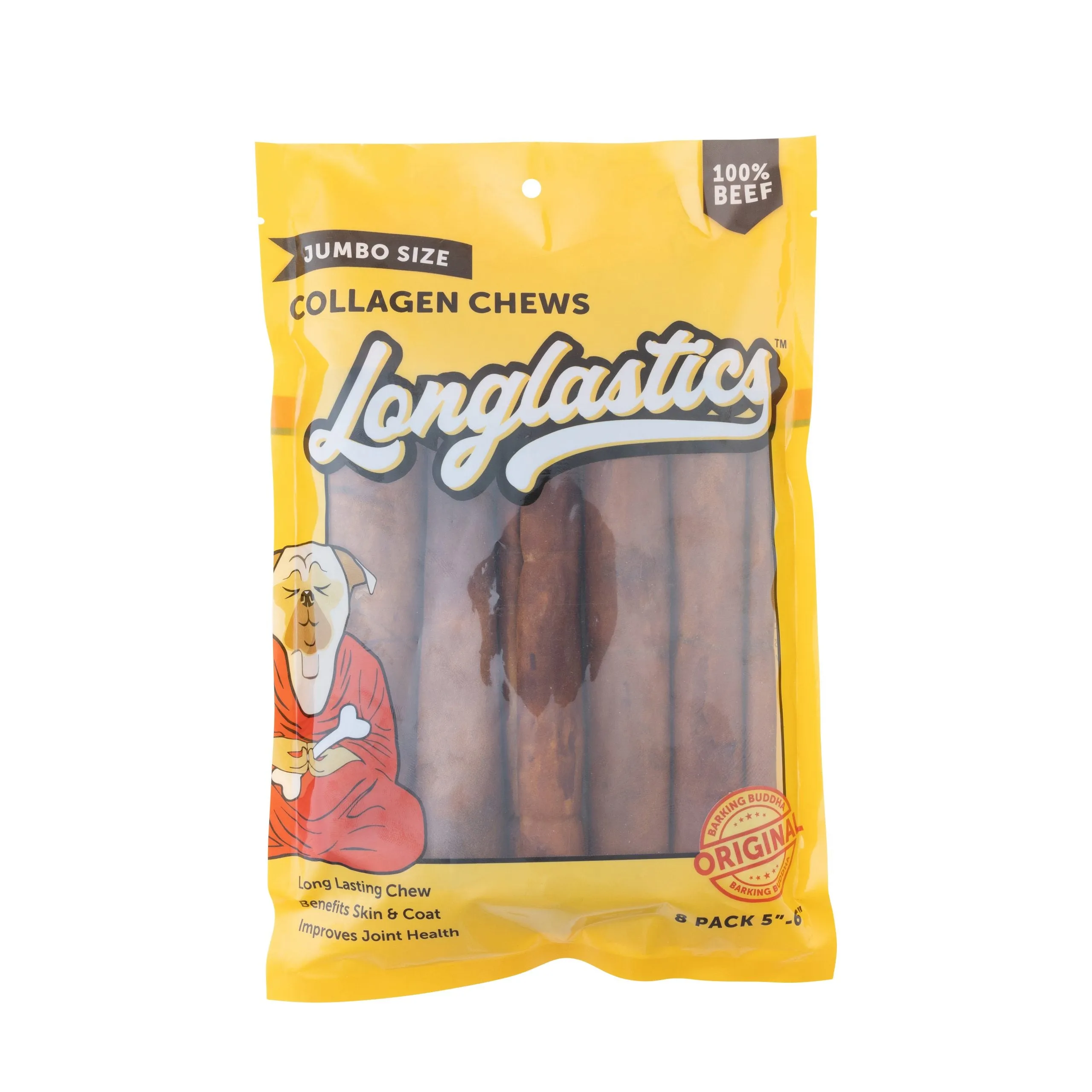 Barking Buddha Longlastics™ Jumbo Collagen Stick 6-inch, 8-Pack, Dog Chew