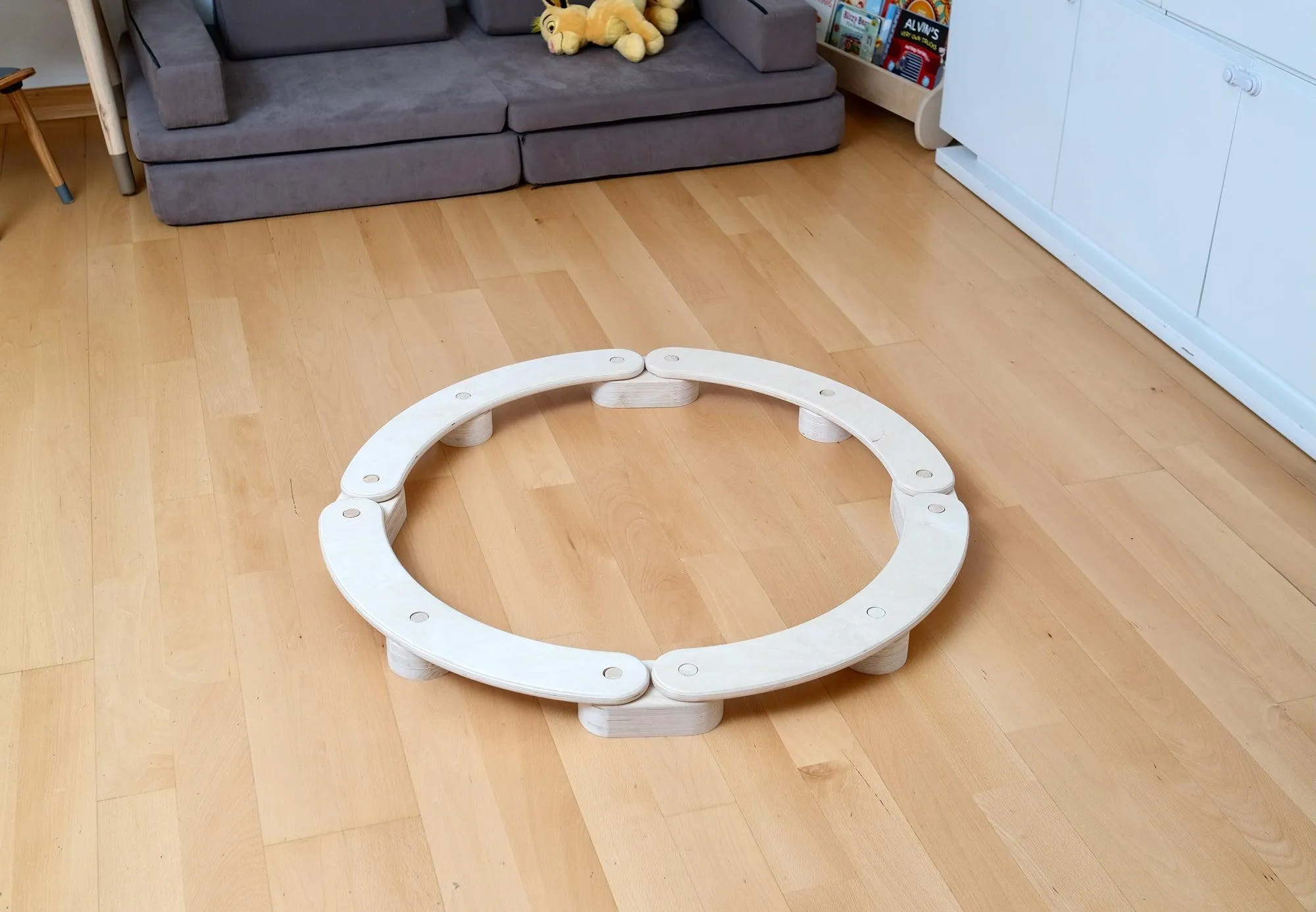 Circular Wooden Balance Beam Set Montessori Gymnastics Toy for Toddlers