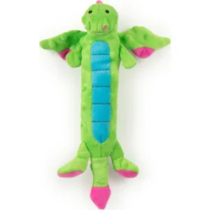 GODOG DRAGONS SKINNY DURABLE PLUSH SQUEAK DOG TOY