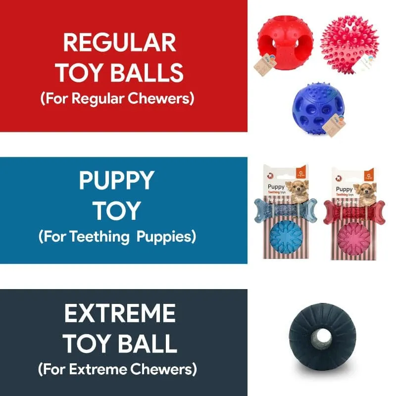 Goofy Tails Dog Ball Combo for Dogs (Tennis Ball  Hole Ball  Spike Ball  Hard Squeaky Ball )