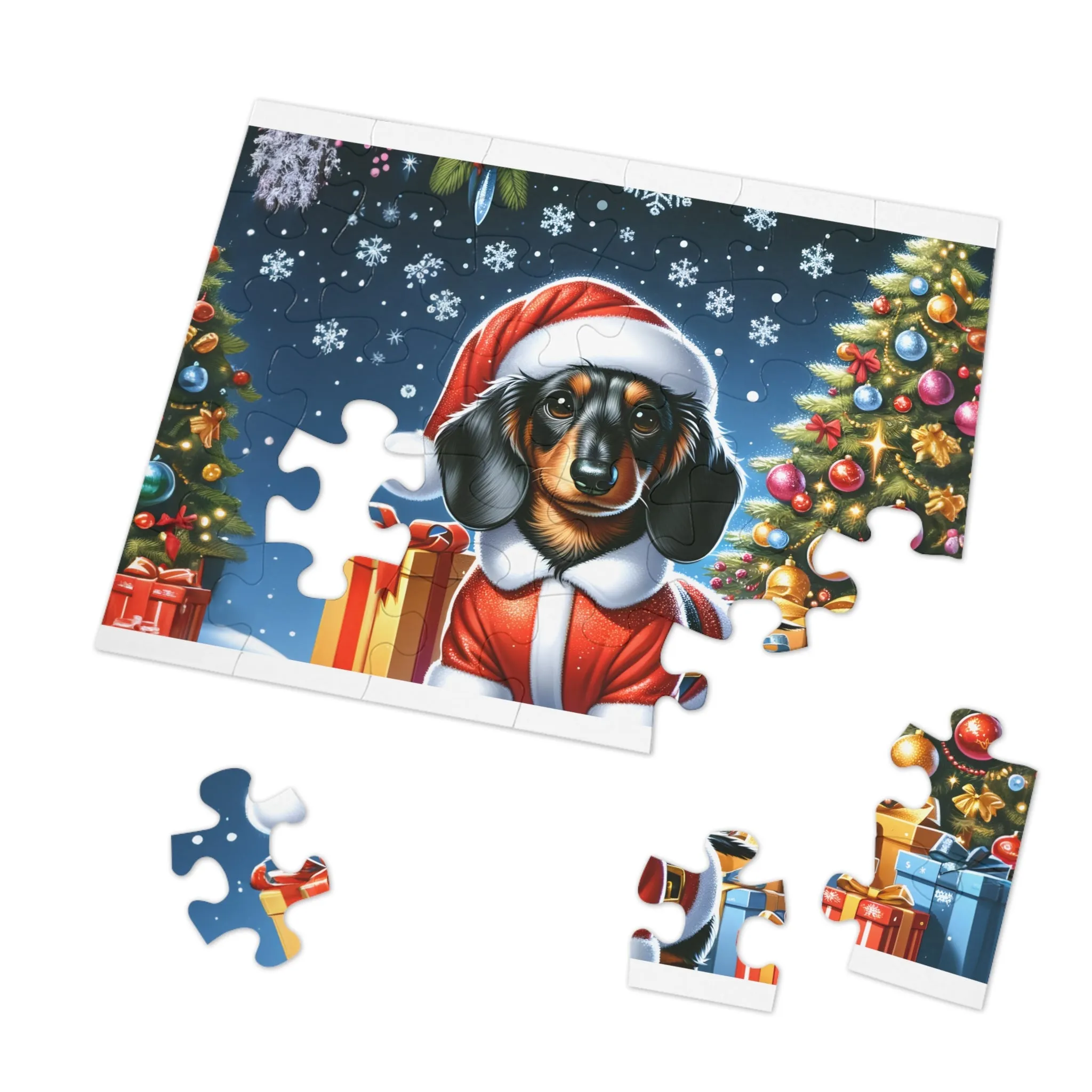 Jigsaw Puzzle, Christmas, Dashound, Personalised/Non-Personalised (30, 110, 252, 500,1000-Piece)