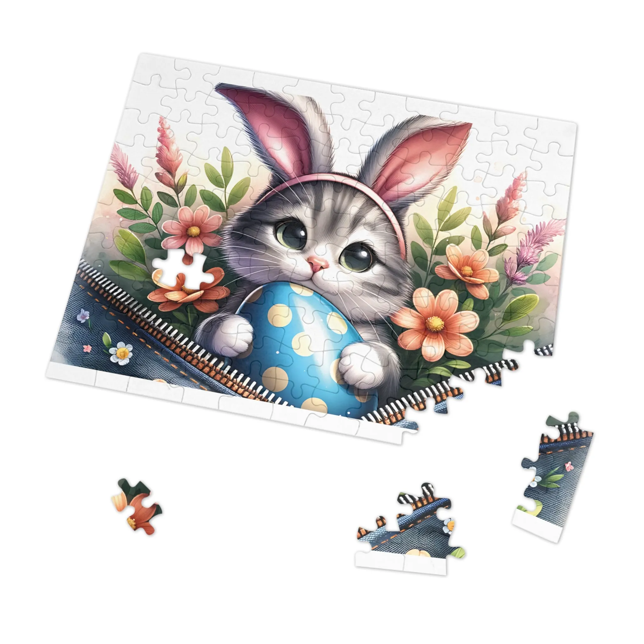 Jigsaw Puzzle, Easter, Cat with Bunny Ears, Personalised/Non-Personalised (30, 110, 252, 500,1000-Piece)