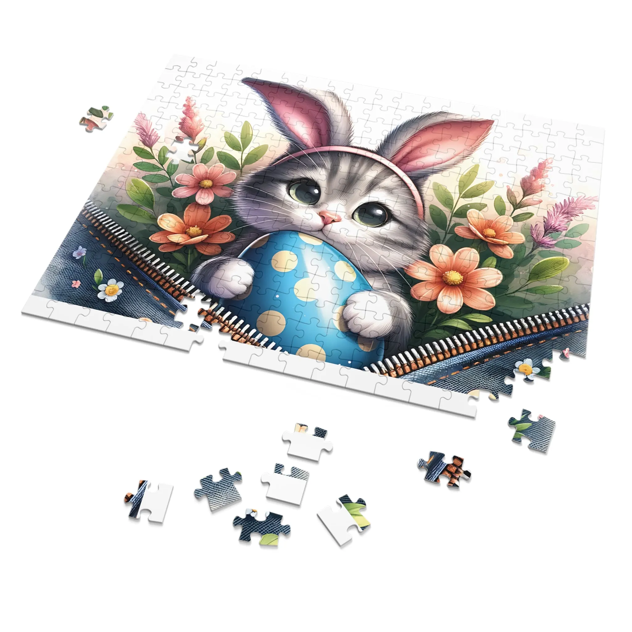 Jigsaw Puzzle, Easter, Cat with Bunny Ears, Personalised/Non-Personalised (30, 110, 252, 500,1000-Piece)