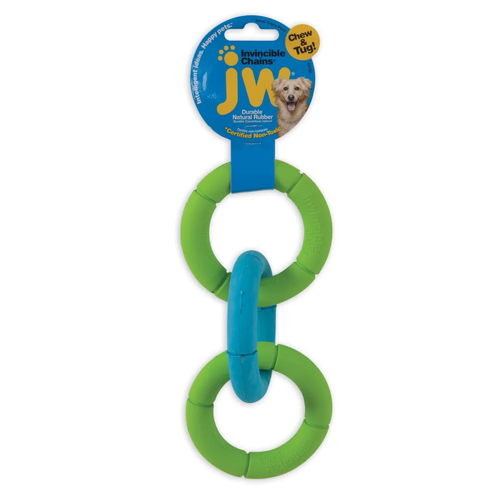 JW Invincible Chains Triple Toy for Dogs (Green/Blue)