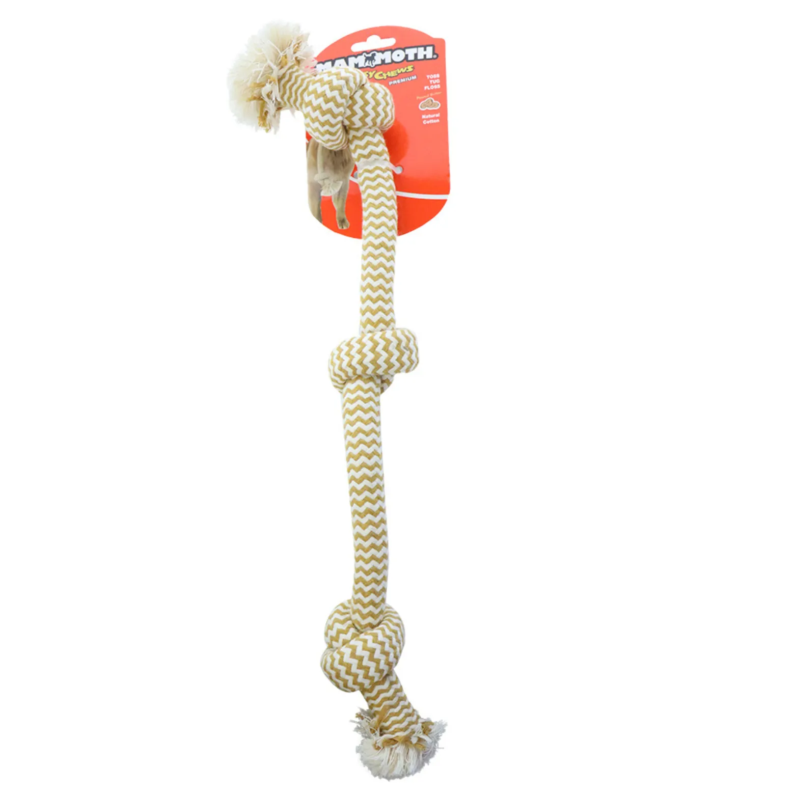 Mammoth Extra Peanut Butter 3 Knot Tug Dog Toy