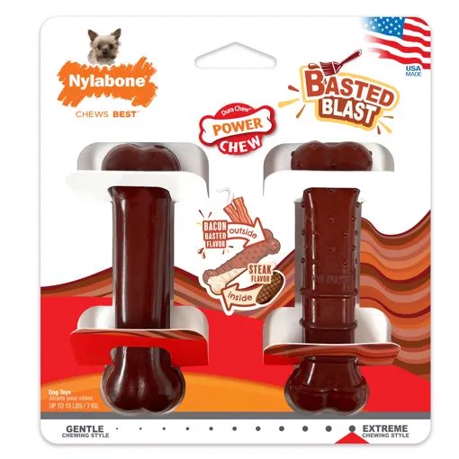 Nylabone 2 PK. POWER CHEW BASTED BLAST DUAL FLAVORED