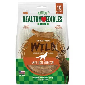 Nylabone Healthy Edibles WILD Natural Long Lasting Venison Antler Dog Chew Treats - Medium/Wolf, 10-count