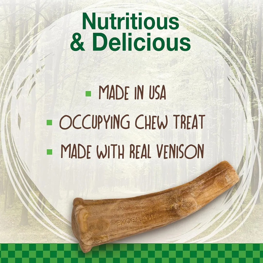 Nylabone Healthy Edibles WILD Natural Long Lasting Venison Antler Dog Chew Treats - Medium/Wolf, 10-count