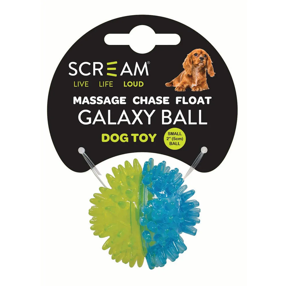 Scream Galaxy Ball Green Blue Dog Toy