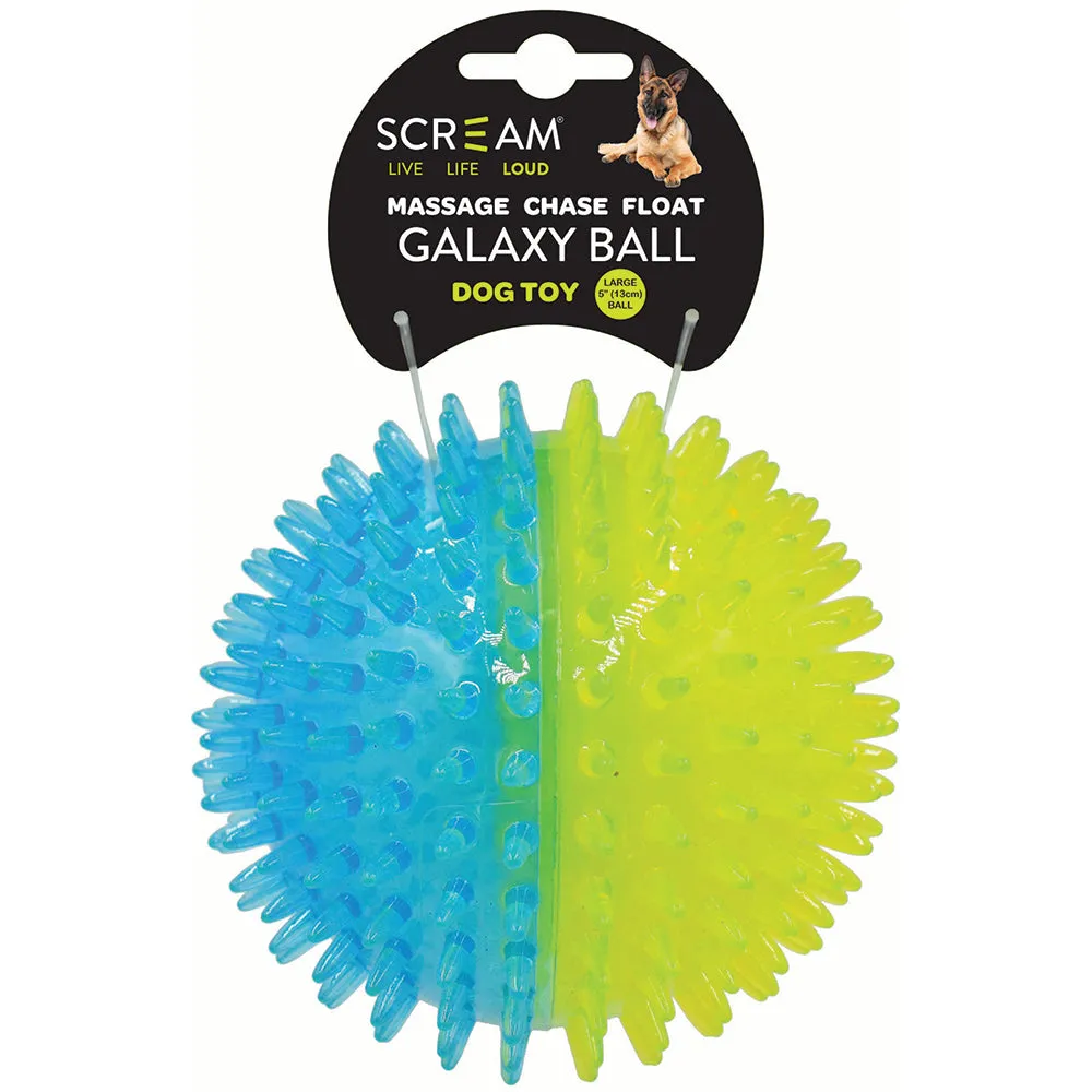 Scream Galaxy Ball Green Blue Dog Toy