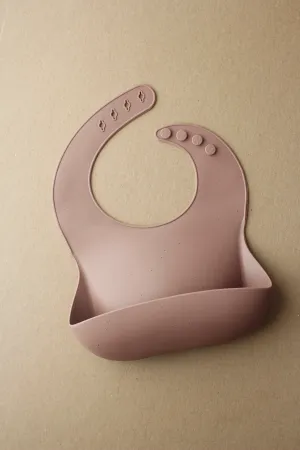 Silicone Baby Bib - Speckle Dusty Mauve