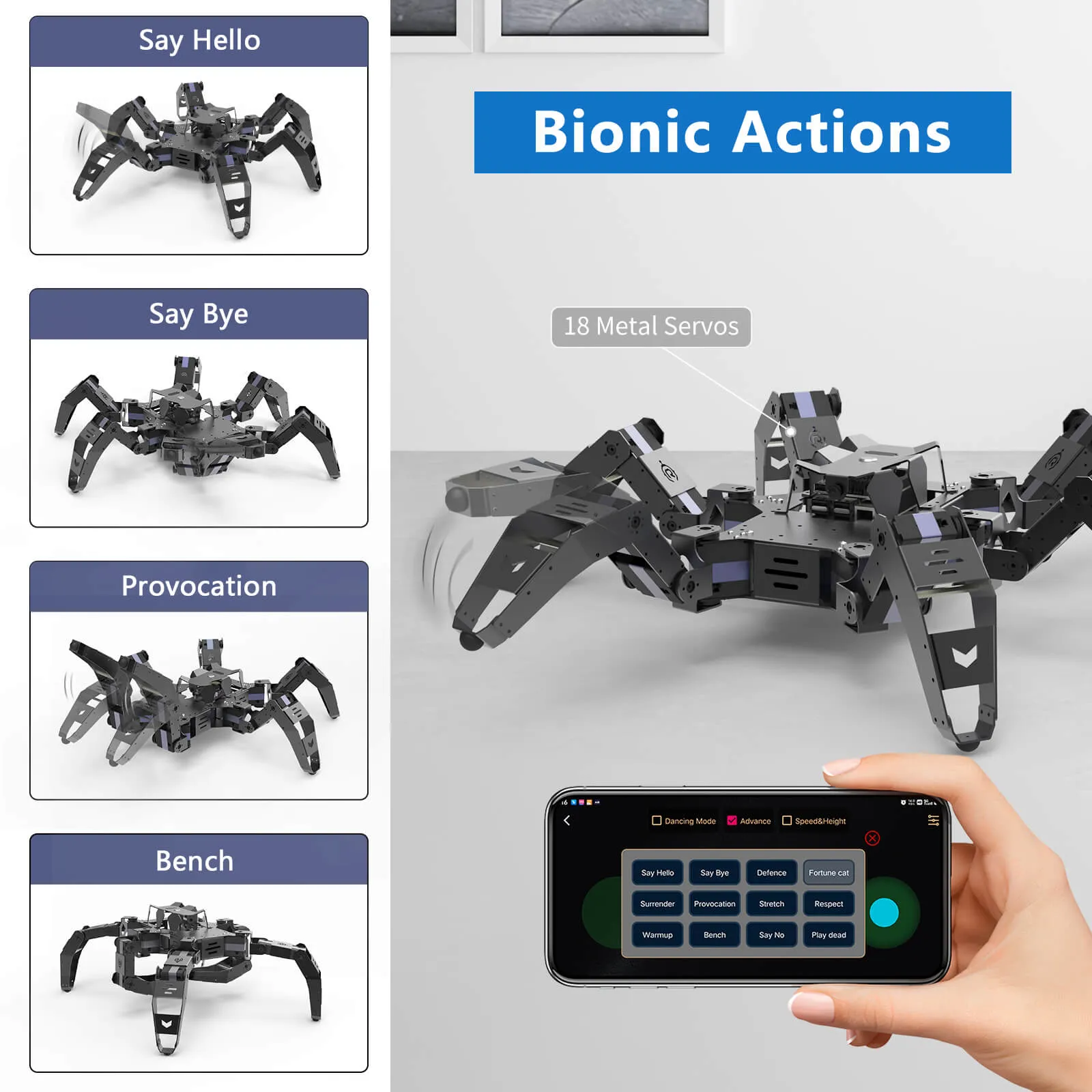 XiaoR GEEK ESP32 Bionic Hexapod Robot STEM educational science programmable AI smart robot development kits