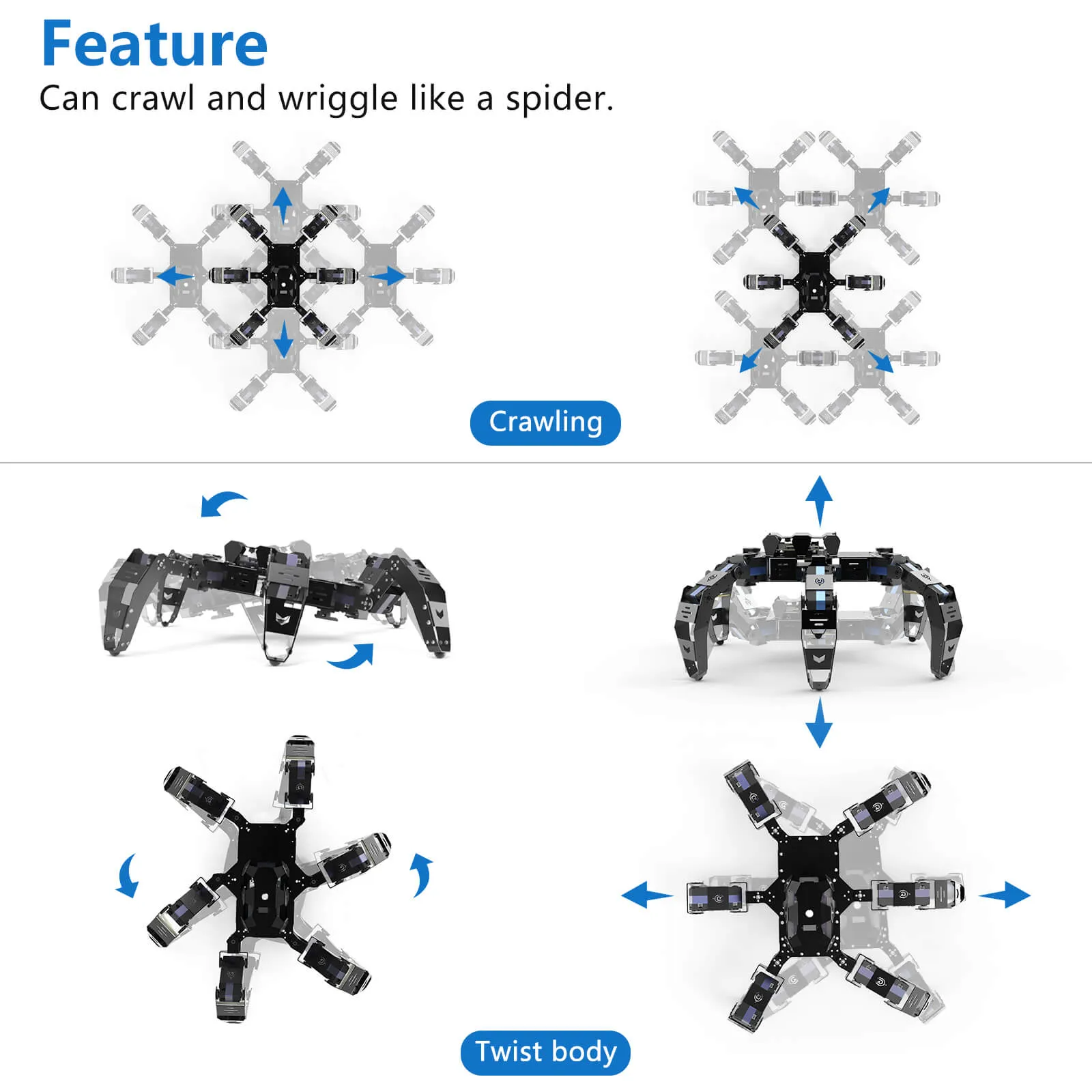 XiaoR GEEK ESP32 Bionic Hexapod Robot STEM educational science programmable AI smart robot development kits